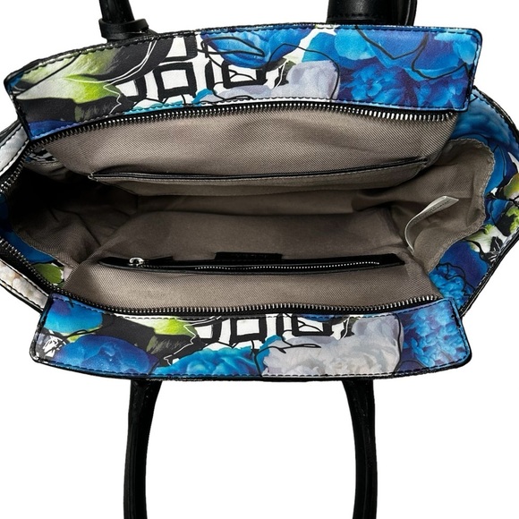 Reed Blue Floral 2-Handle Hamptons Satchel Bag Spring/Summer w/zipper pouch OS - Picture 10 of 16
